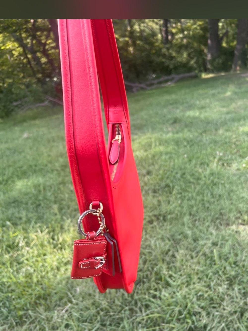 Coach Bright Red Shoulder Bag with Gold Hardware